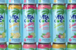 vita coco sparkling packaging logo, script, and illustration